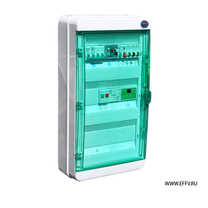 Щит управления приточной системой с водяным калорифером, вентилятор 3P/380VAC, CB-W-xx-PL-KT-EffV IP65